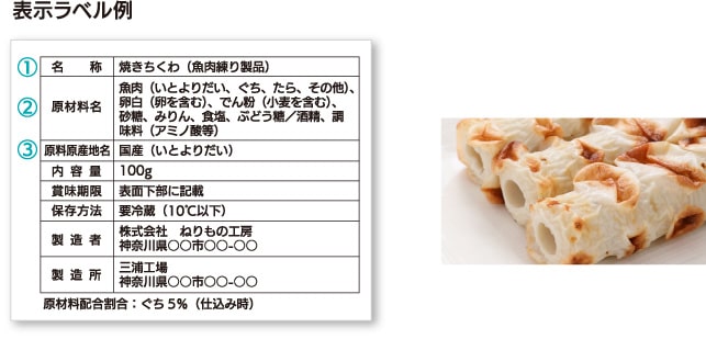 ちくわの表示ラベル例