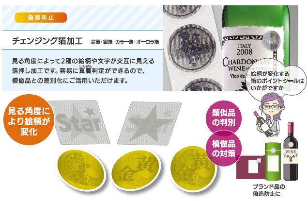チェンジング箔加工