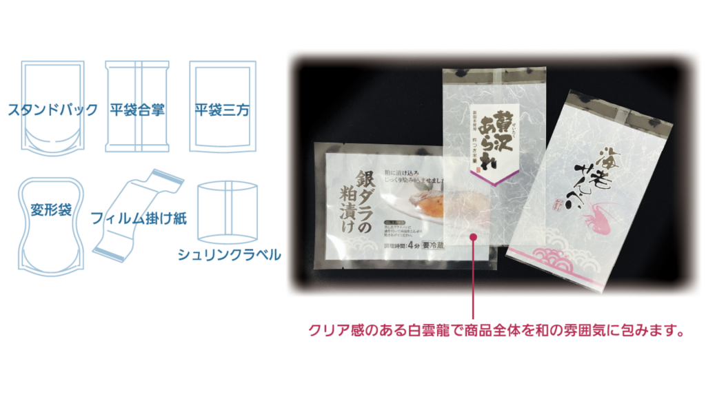 雲龍柄フィルム包装の活用例