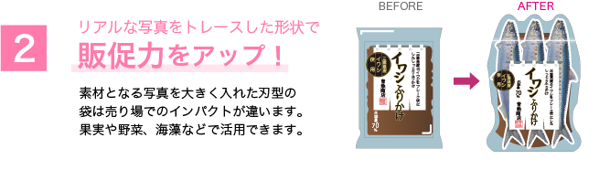 リアルな写真をトレースした形状で販促力をアップ！