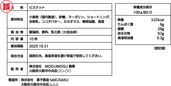 文字が小さい誤りの表示例